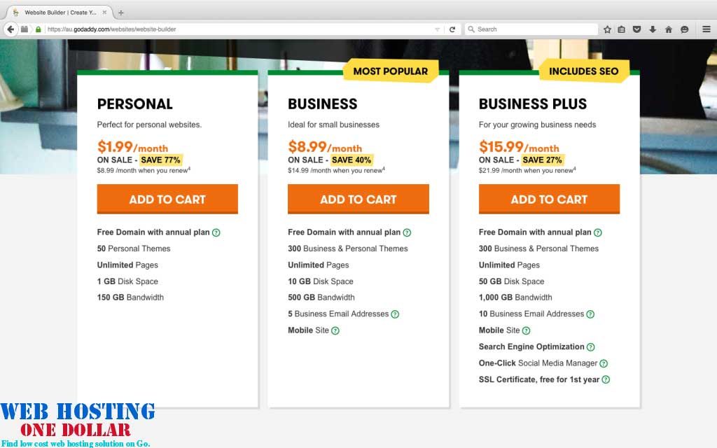 Godaddy website builder Australia