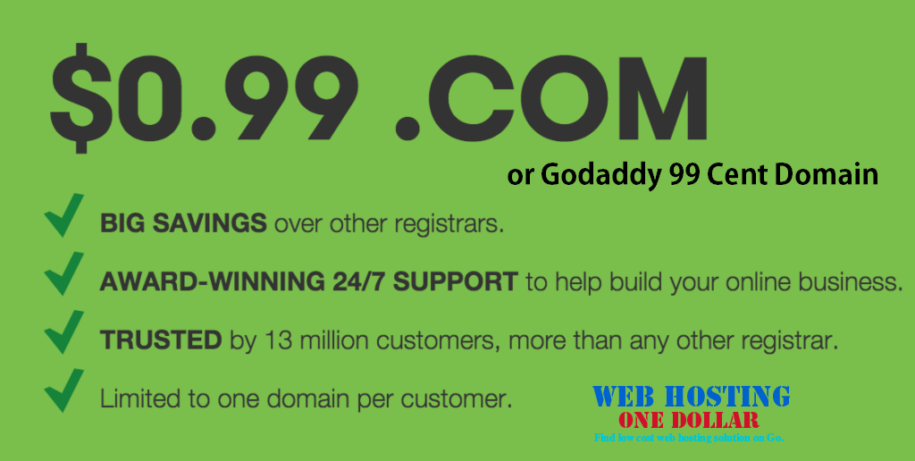 Godaddy 99 Cent Domain Coupon Promo Code 0 99 Domains 2019