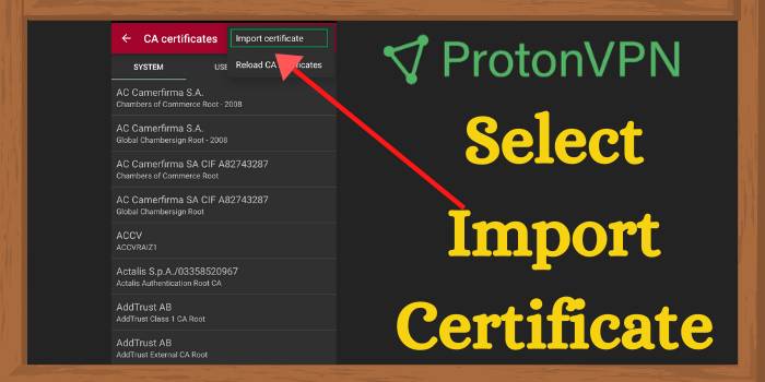 Select Import Certificate