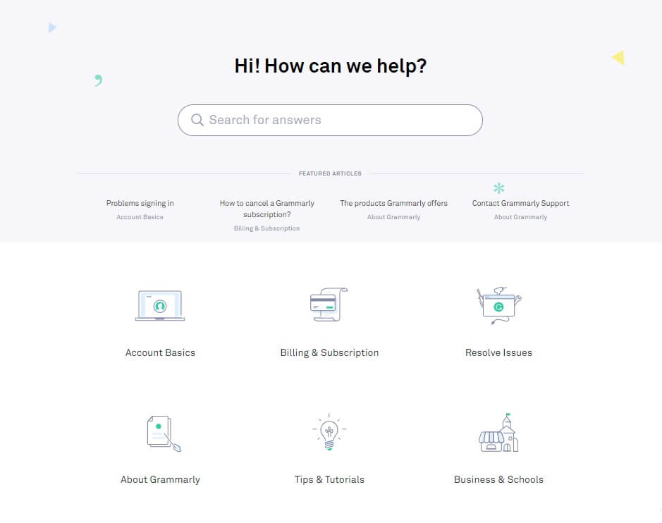 Grammarly support page