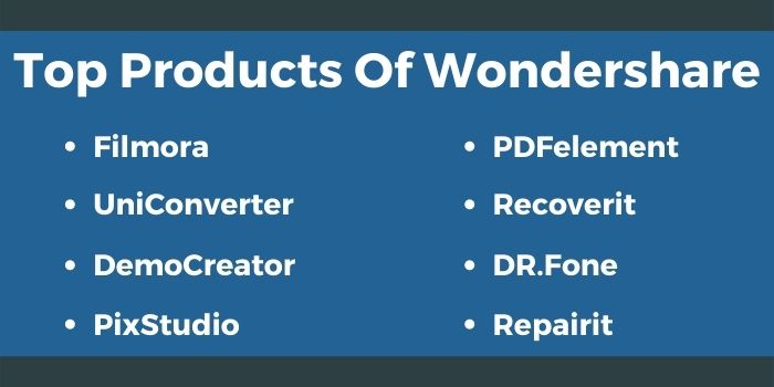 Top products of Wondershare