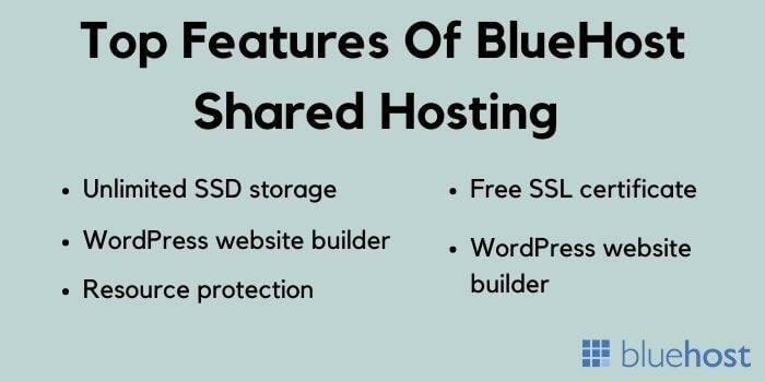 Bluehost web hosting features