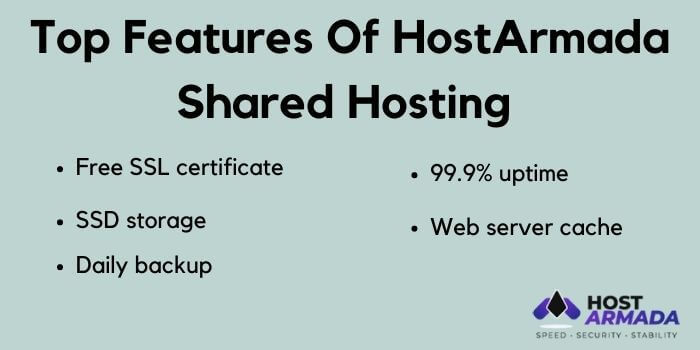 Hostarmada shared hosting features