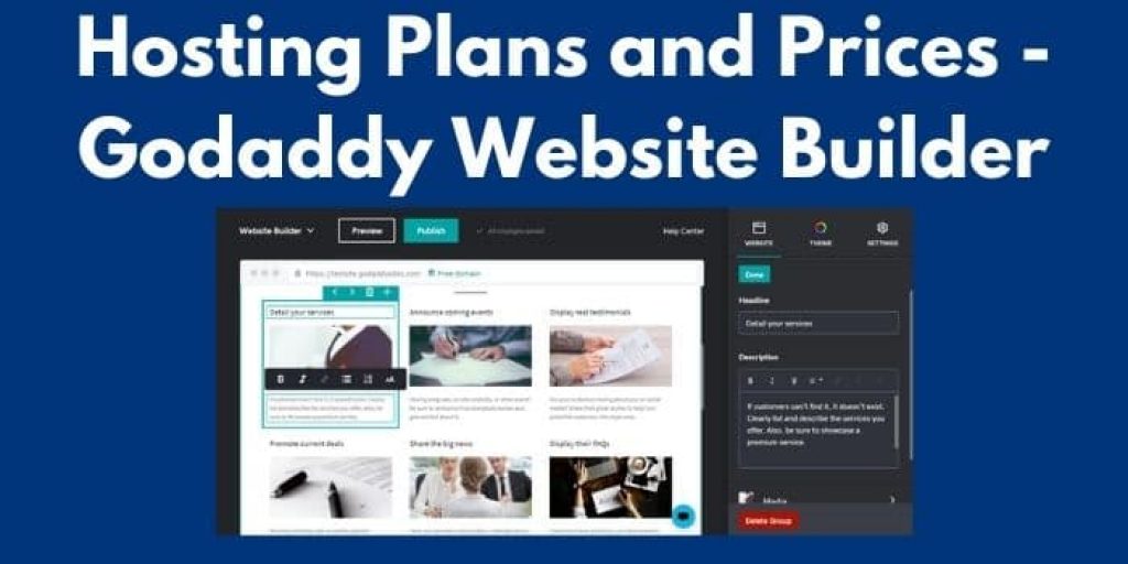 Hosting Plans and Prices - Godaddy Website Builder